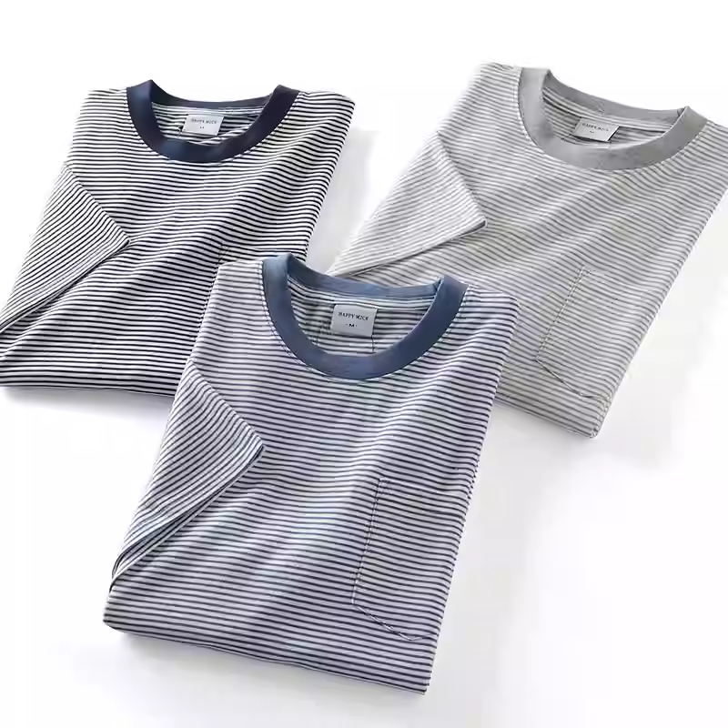 Yarn-dyed sailor stripe pattern! New summer arrival: Men's casual and stylish color-block striped crew neck short-sleeved T-shirt.