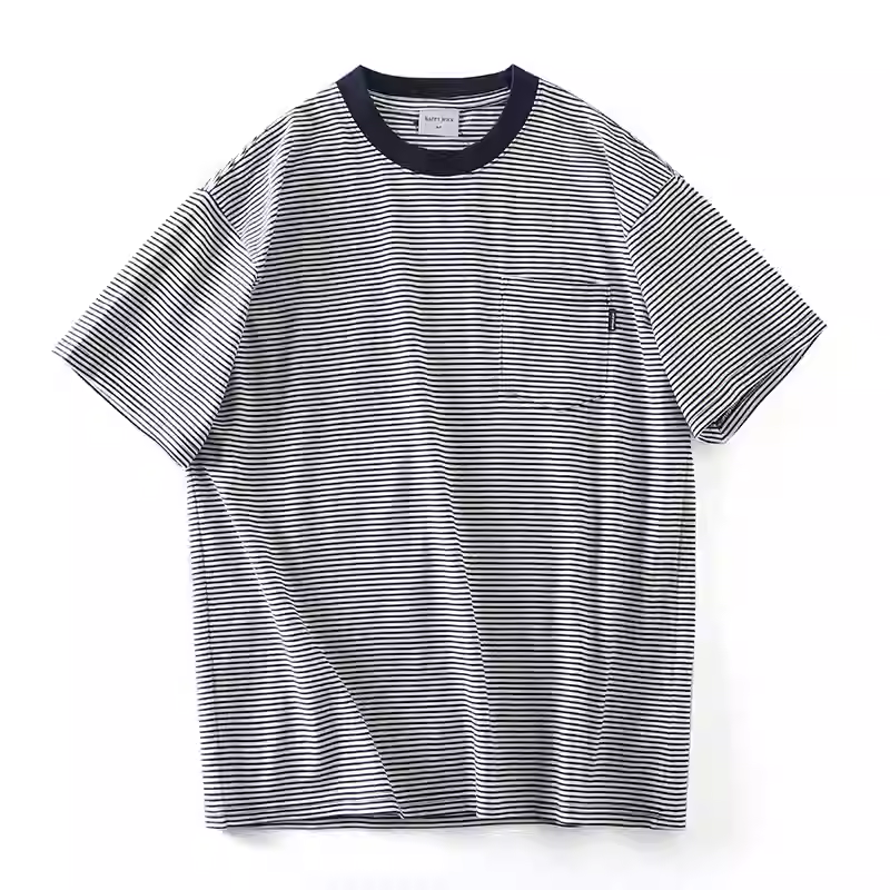 Yarn-dyed sailor stripe pattern! New summer arrival: Men's casual and stylish color-block striped crew neck short-sleeved T-shirt.