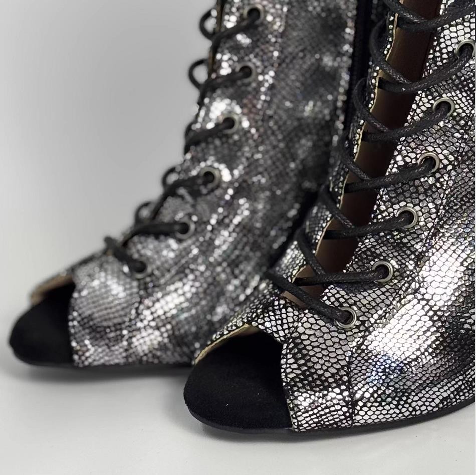 Emerald Scale Snake Shadow Series, Shimmering Scales Sexy Jazz Dance High Heels, Peep-toe Basic Style