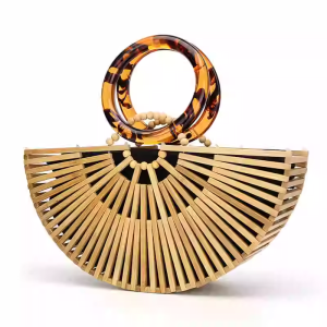 New Bamboo Woven Bag Acrylic Handbag Woven Bag Vintage Beach