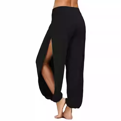 High Split Open Legs Harem Pants Leisure Trousers Breathable