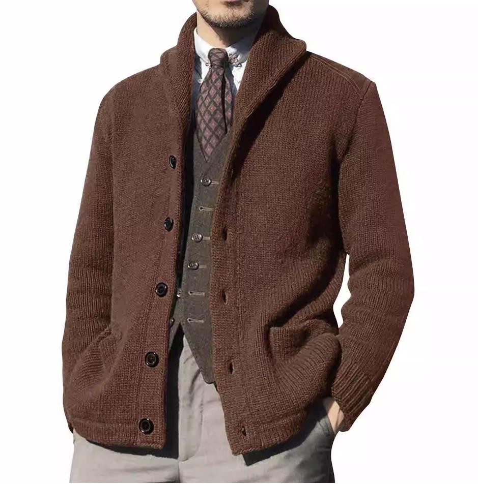 Sweater men's long sleeved knitted cardigan jacket