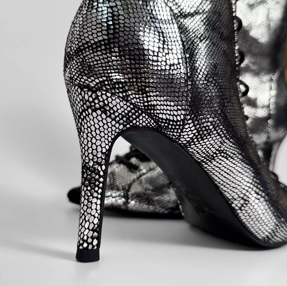 Emerald Scale Snake Shadow Series, Shimmering Scales Sexy Jazz Dance High Heels, Peep-toe Basic Style